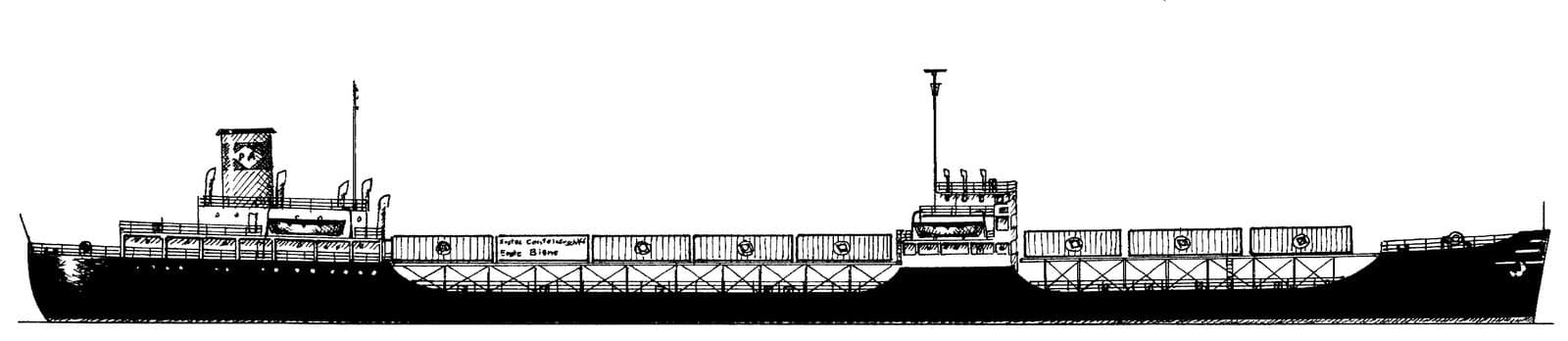 Profile drawing of the Ideal X, the first container ship